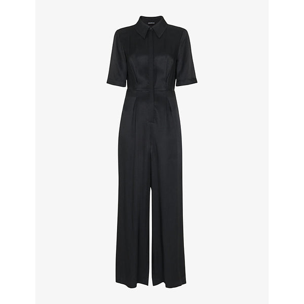 Whistles Edina collar satin jumpsuit