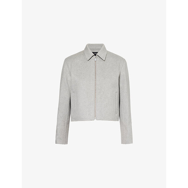 Theory Collar cropped regular-fit wool and cashmere-blend jacket