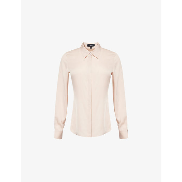 Theory Classic Fit long-sleeve silk-satin shirt