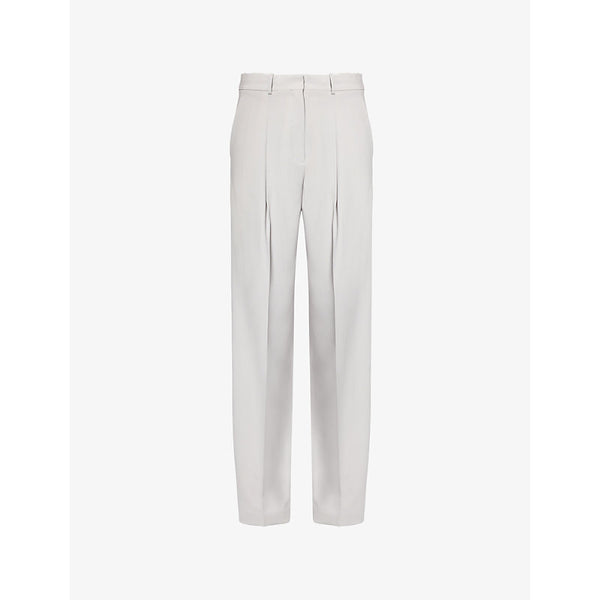 Theory Pleated crepe wide-leg high-rise woven-blend trousers