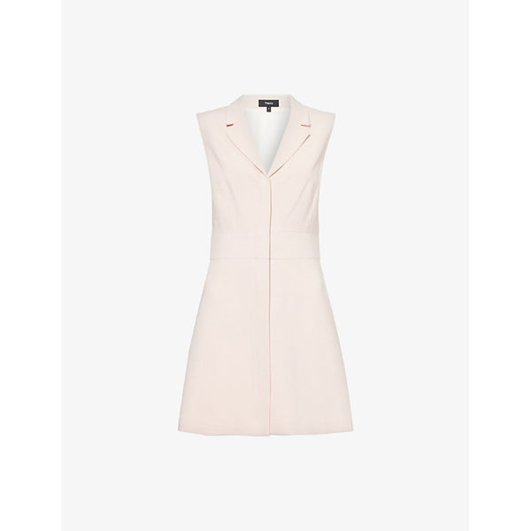 Theory Notch-Lapel Sleeveless Woven Mini Dress