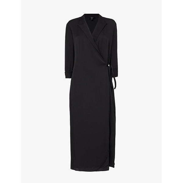 Theory Lapel wrap-front silk-satin midi dress | THEORY