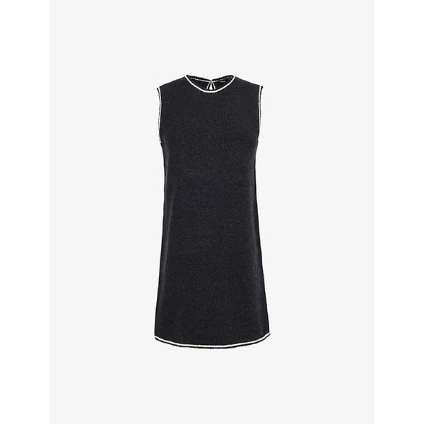 Theory Sleeveless contrast-stitching wool-blend mini dress | THEORY