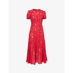 Self-Portrait Embroidered sequin woven-blend midi dress | SELF-PORTRAIT