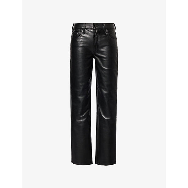 Mother The Smarty Pants Skimp straight-leg high-rise recycled leather-blend trousers