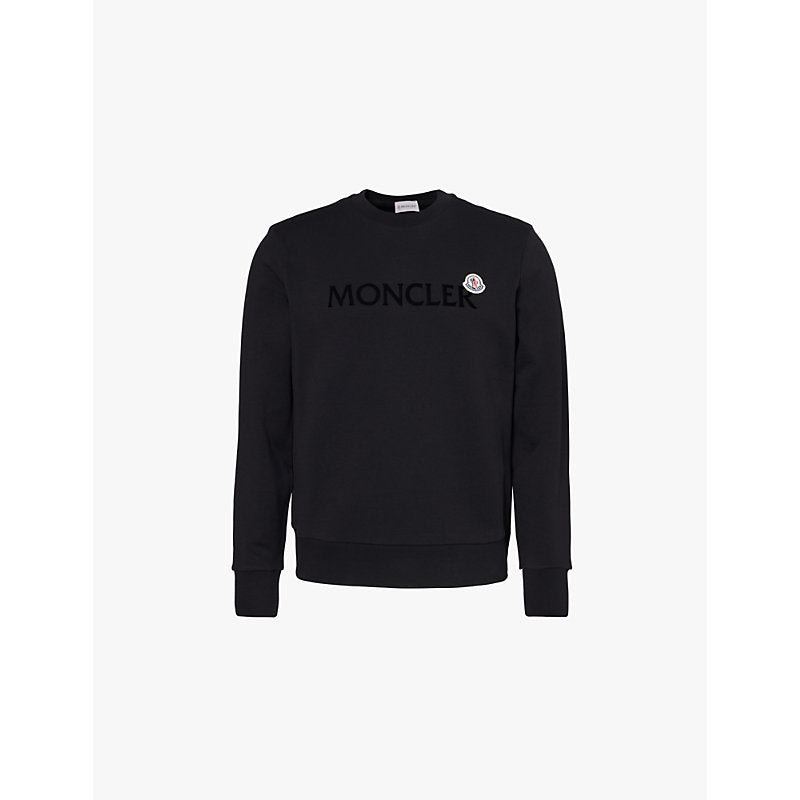 Mens Moncler Logo Patch crew-neck regular-fit cotton-jersey sweatshirt