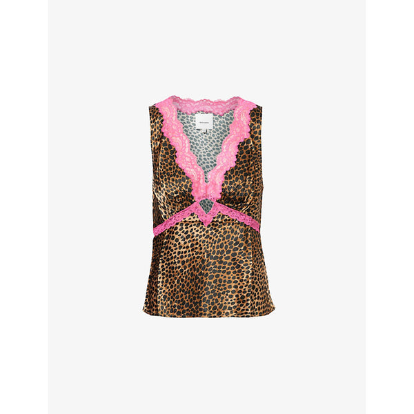 Reformation Aliceyn leopard-print silk top