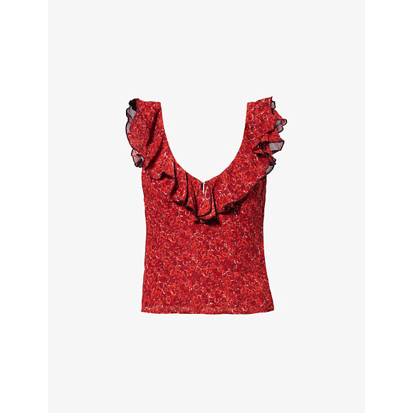 Reformation Cala ruffle-neckline woven top