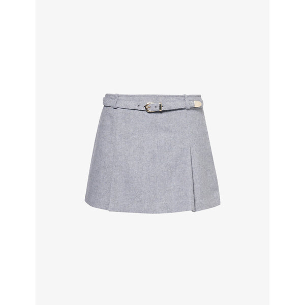 Reformation Rory belted woven mini skirt