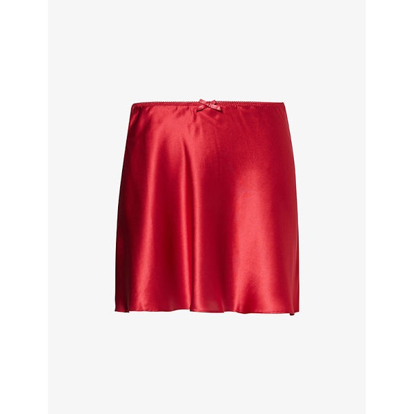 Reformation Edda picot-trim silk mini skirt