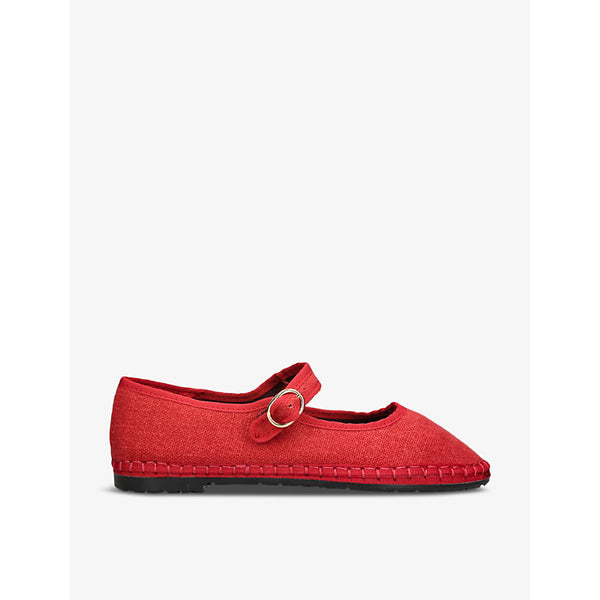 Flabelus Baggins single-strap linen Mary Jane flats