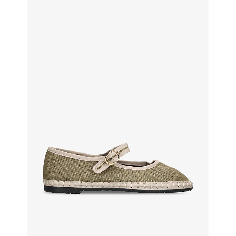 Flabelus Ishmael single-strap linen Mary Jane flats