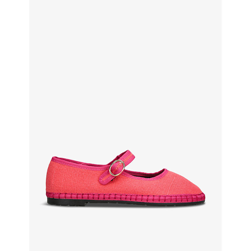 Flabelus Lago single-strap linen Mary Jane flats