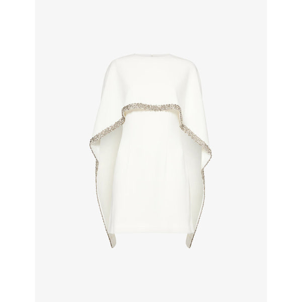 Roland Mouret Cape-overlay embellished crepe mini dress