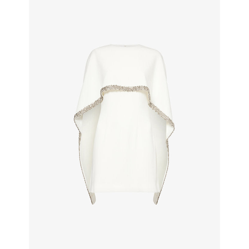 Roland Mouret Cape-overlay embellished crepe mini dress | ROLAND MOURET