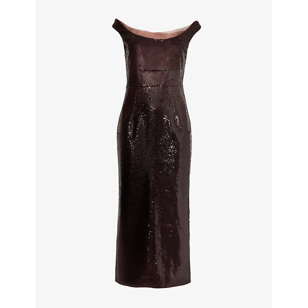 Roland Mouret Scoop-neck sleeveless sequin midi dress