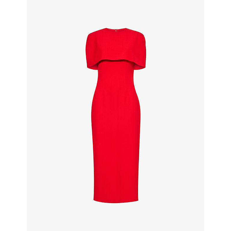 Roland Mouret Regular-fit cape-overlay stretch-midi dress | ROLAND MOURET