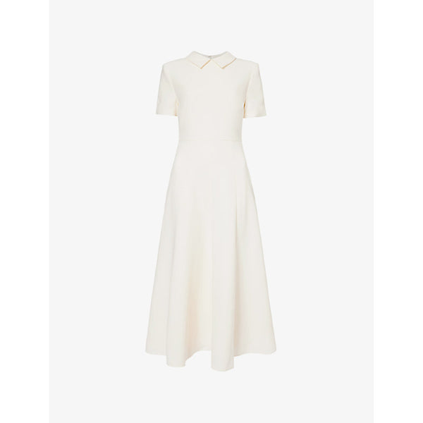 Roland Mouret Pointed-collar flared-skirt crepe midi dress