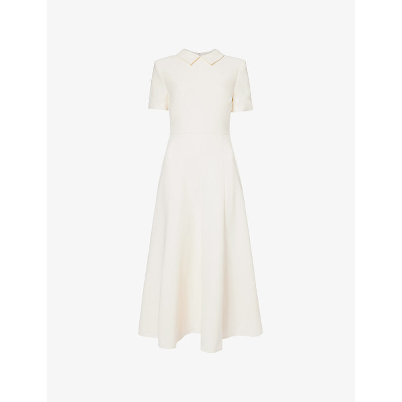 Roland Mouret Pointed-collar flared-skirt crepe midi dress | ROLAND MOURET