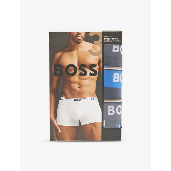 Boss Power mid-rise pack of three stretch-cotton trunks