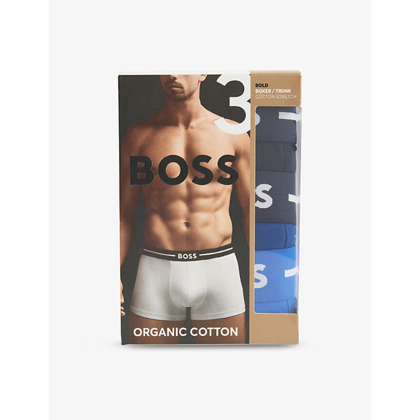 Boss Bold mid-rise pack of three stretch-cotton trunks