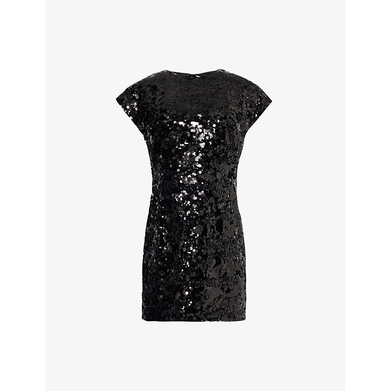 Ganni Sequin-embellished velvet stretch recycled-polyester mini dress | GANNI