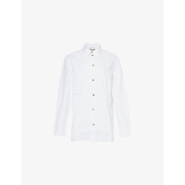 Ganni Tie-string organic-cotton shirt