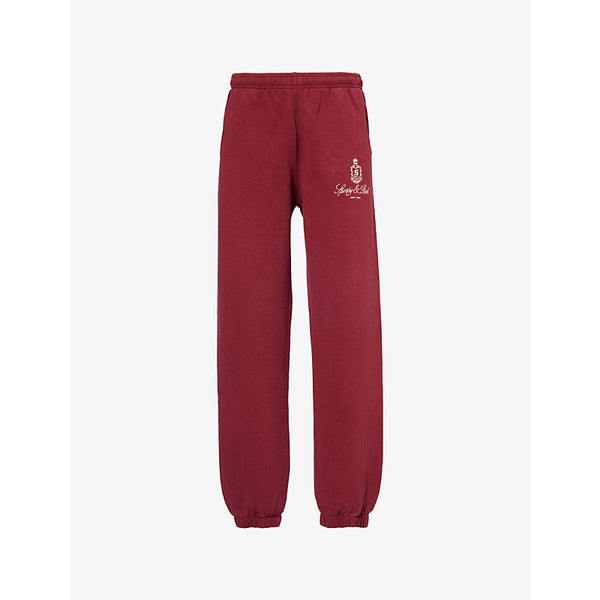 Sporty & Rich Ivy embroidered-branding cotton-jersey jogging bottoms