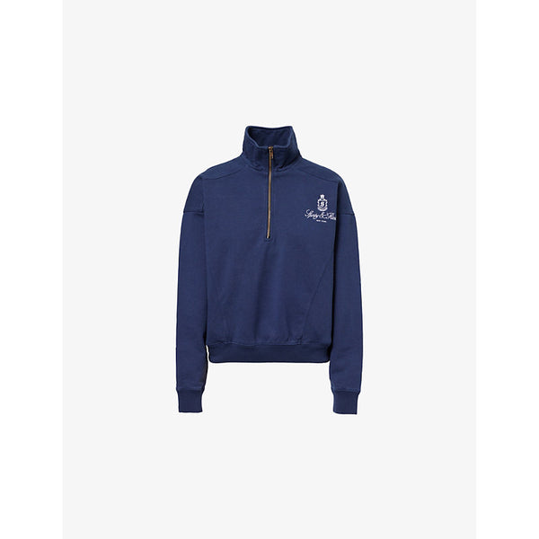 Sporty & Rich Ivy quarter-zip cotton-jersey sweatshirt