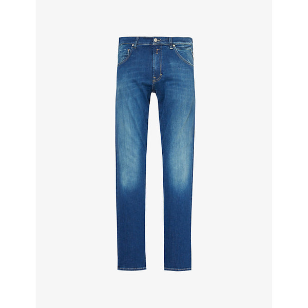 Replay Mickym Brand-Patch Tapered-Leg Slim-Fit Stretch-Denim Blend Jeans