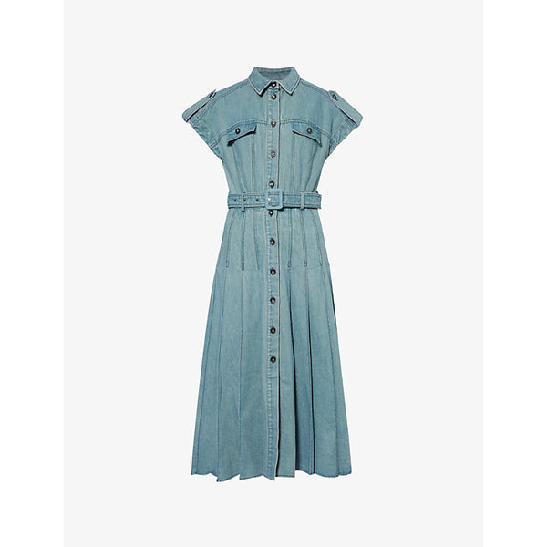 Huishan Zhang Laika belted denim midi dress | HUISHAN ZHANG