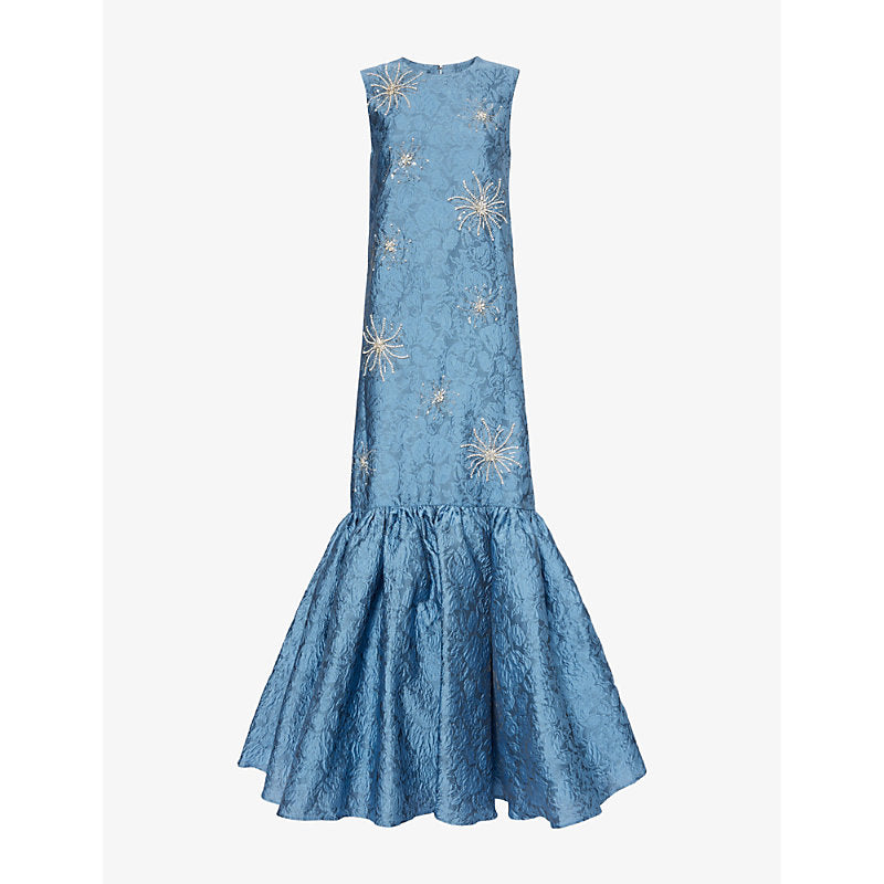 Huishan Zhang Amarice crystal-embellished jacquard maxi dress | HUISHAN ZHANG