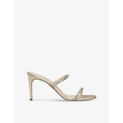 Rene Caovilla Cleo crystal-embellished leather heeled mules | Rene Caovilla