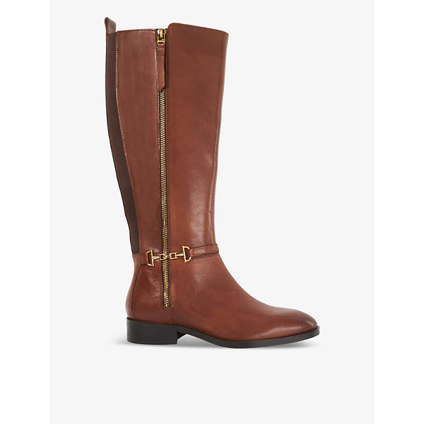 Dune Taylyn snaffle-trim leather heeled knee-high boots