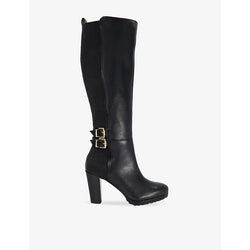 Dune Sarissa almond-toe platform knee-high leather boots