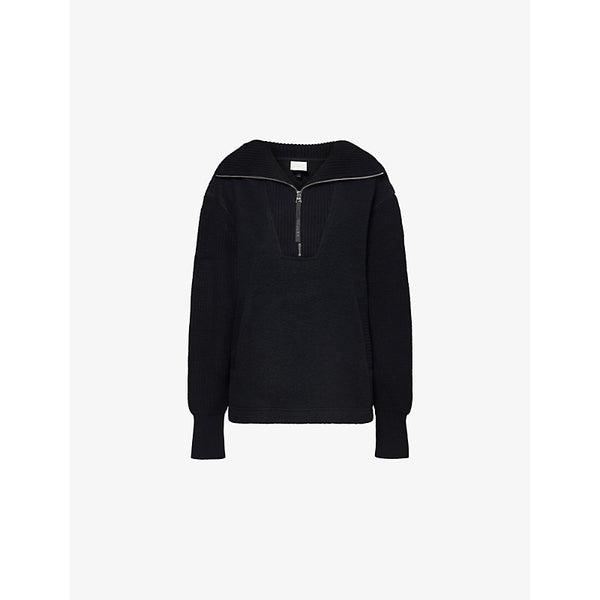 Varley Theresa ribbed-collar knitted and fleece jumper