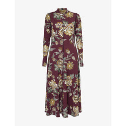 Me And Em High-neck floral-print stretch-woven midi dress | ME AND EM