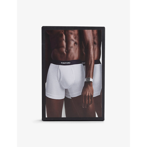 Tom Ford Jacqaurd-waistband mid-rise pack of two cotton-blend stretch-jersey boxer briefs