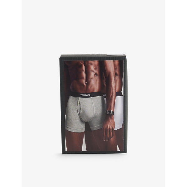 Tom Ford Branded-Waistband Pack of Two Stretch-Cotton Boxer Briefs