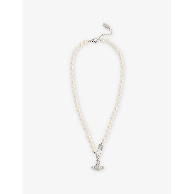 Vivienne Westwood Jewellery Lucrece faux-pearl Orb brass necklace