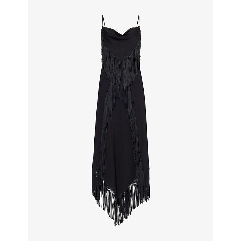 Rabanne Tassel cowl-neck sleeveless crepe maxi dress | RABANNE