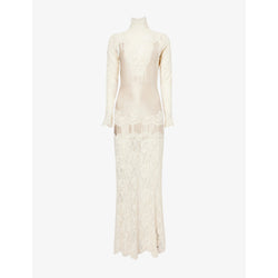 Rabanne High-neck long-sleeves lace maxi dress | RABANNE