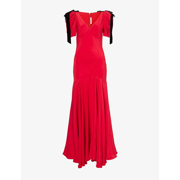 Rodarte Velvet-bow trim bias-cut silk-crepe gown | RODARTE