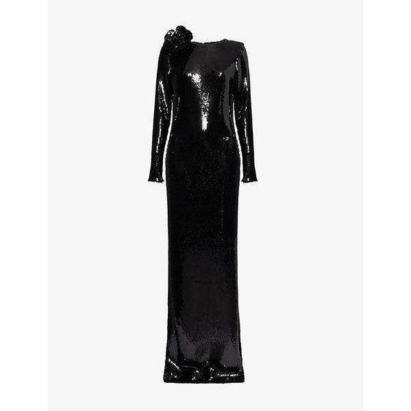 Rodarte Corsage-trim long-sleeve sequinned gown | RODARTE