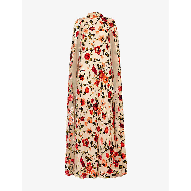 Rodarte Floral-pattern high-neck satin maxi dress | RODARTE