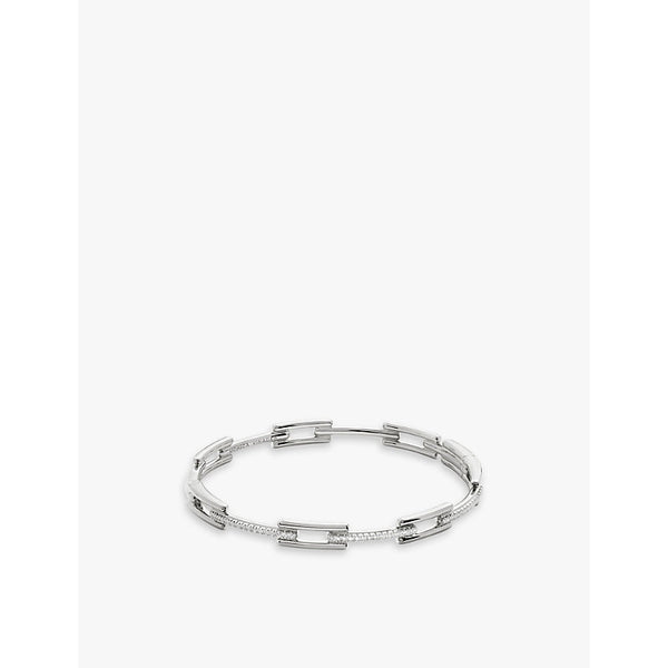 Monica Vinader Signature Link sterling-silver and 0.27ct brilliant-cut lab-grown diamond bangle