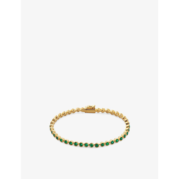 Monica Vinader Gemstone Essential Tennis 18ct yellow gold-plated vermeil sterling-silver and green onyx bracelet