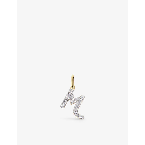 Monica Vinader M letter 14ct yellow-gold and lab-grown diamond charm