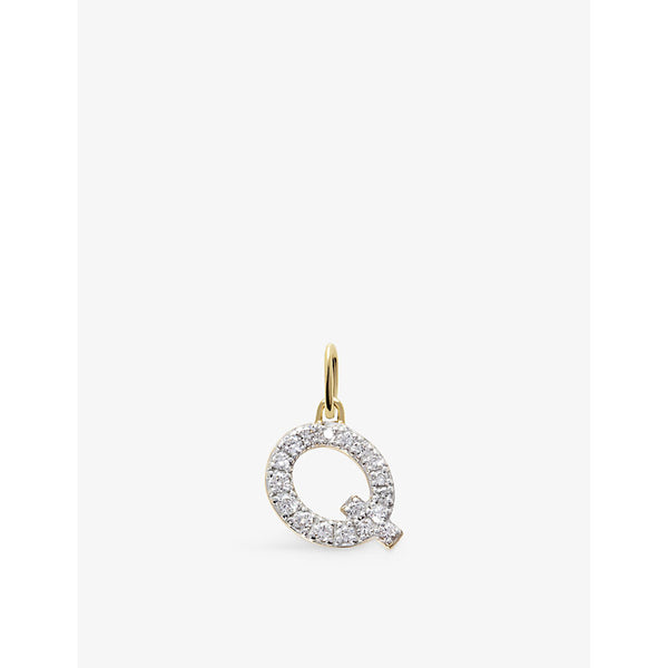 Monica Vinader Q letter 14ct yellow-gold and lab-grown diamond charm