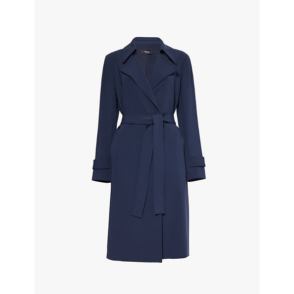 Theory Oaklane belted crepe coat